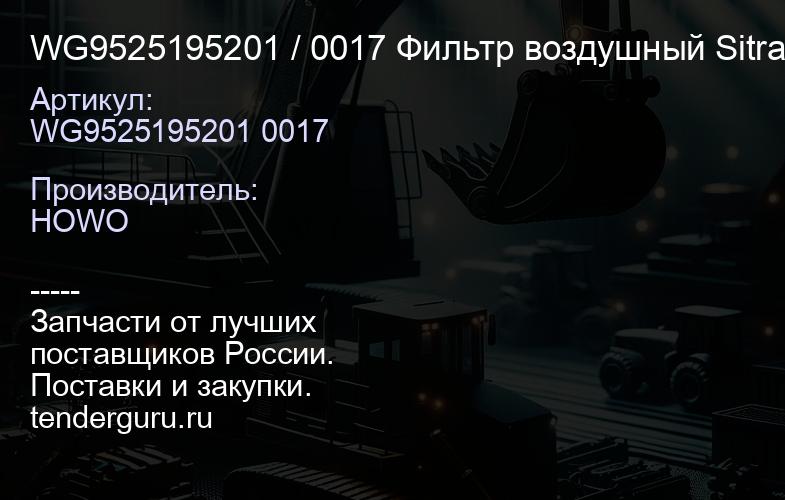 WG9525195201 / 0017 Фильтр воздушный Sitrak К2747 | купить запчасти